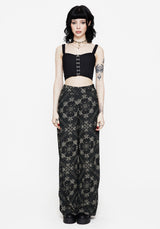 Poem Moth Print Wide Leg Trousers