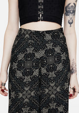 Poem Moth Print Wide Leg Trousers