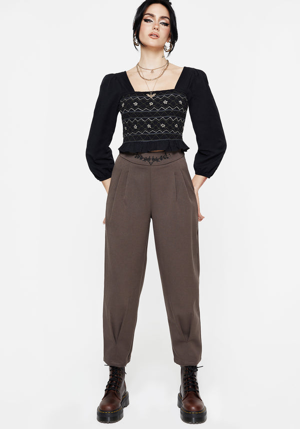 Woodruff Embroidered Balloon Leg Trouser