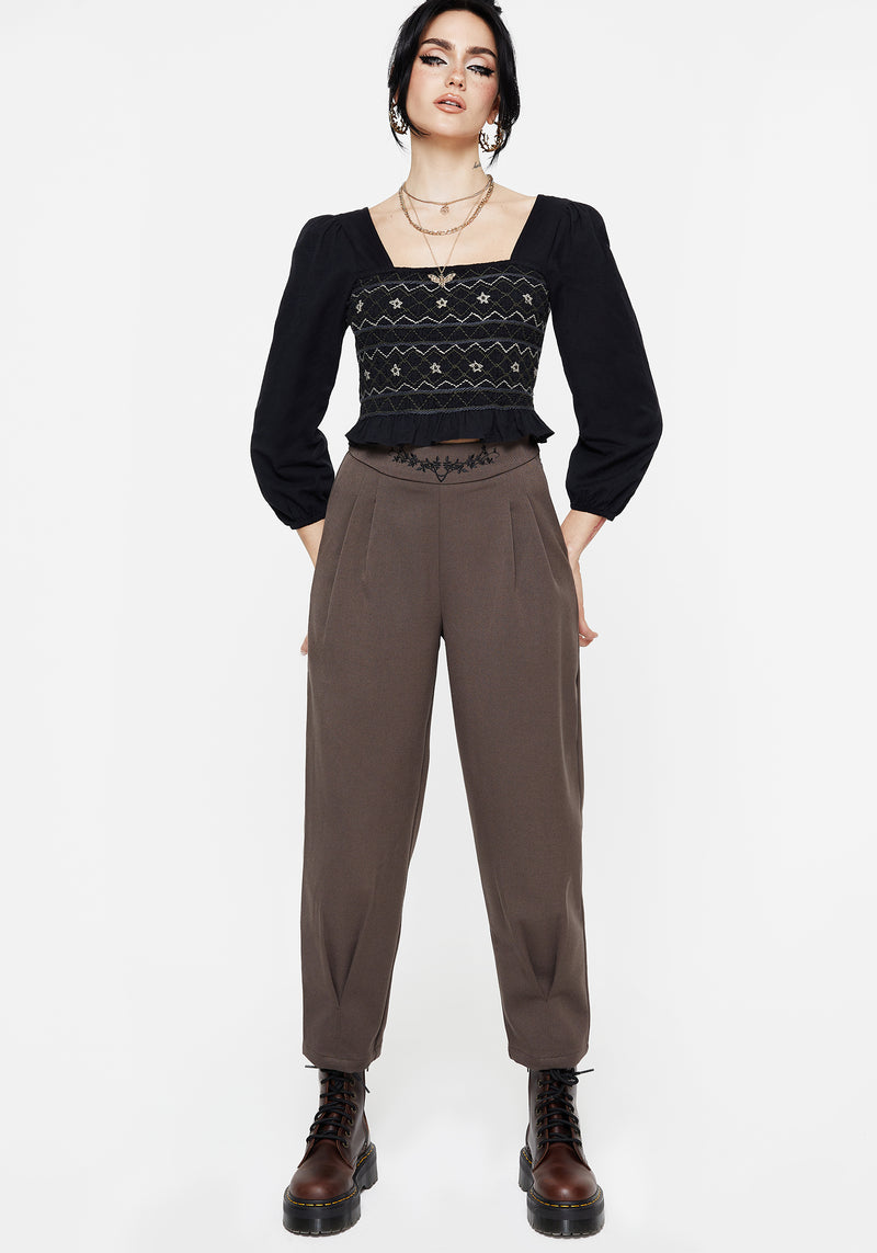 Woodruff Embroidered Balloon Leg Trouser