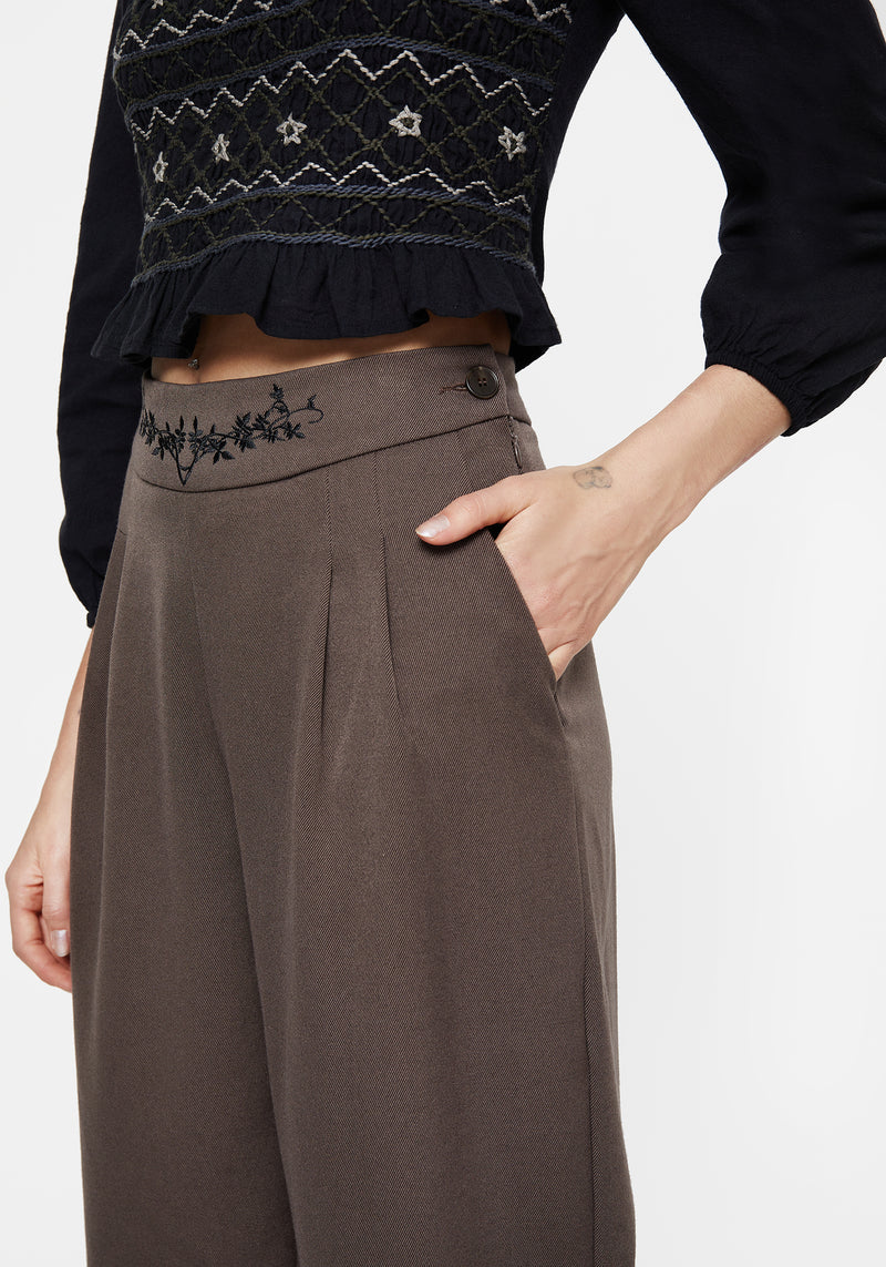 Woodruff Embroidered Balloon Leg Trouser