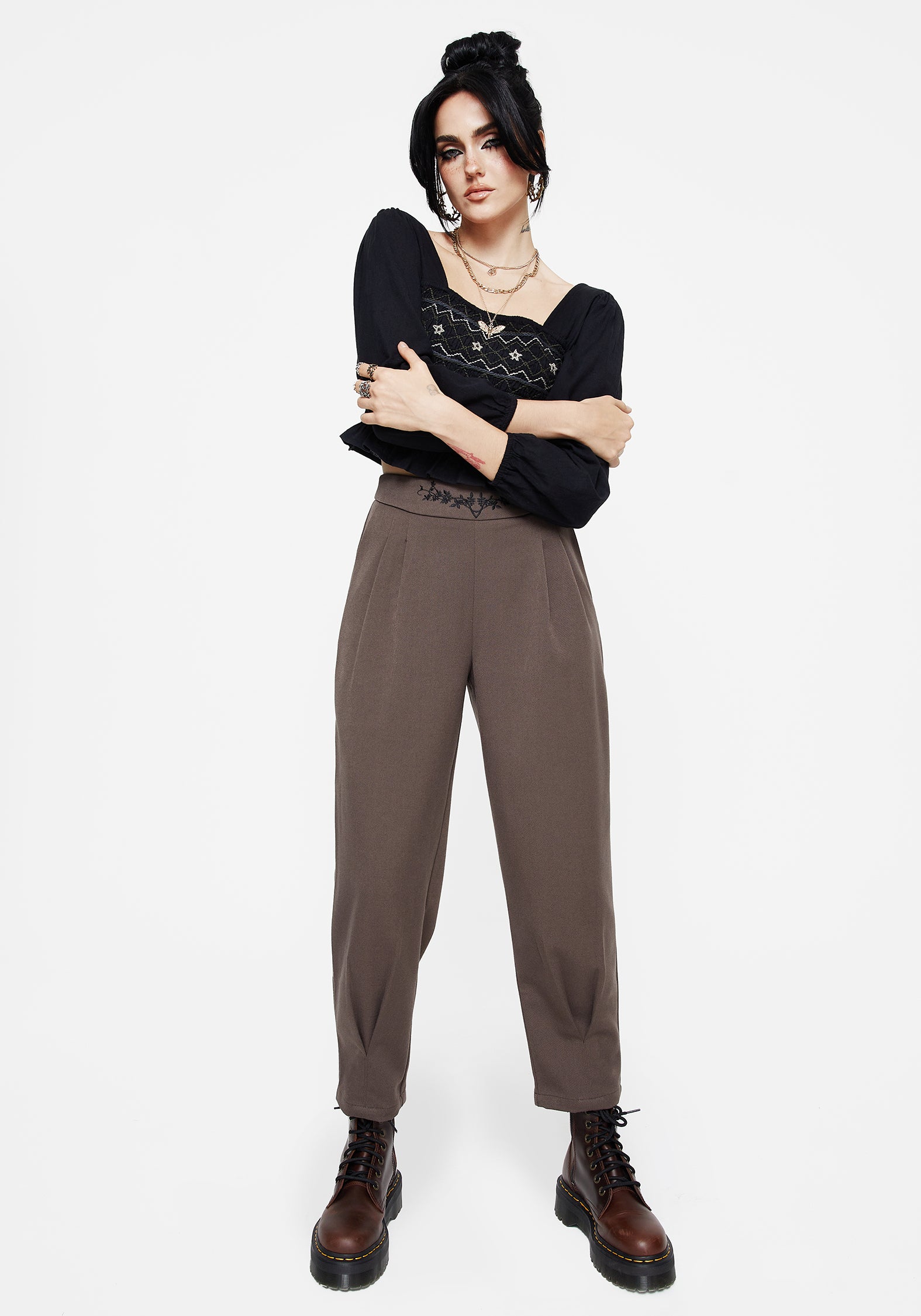 Woodruff Embroidered Balloon Leg Trouser