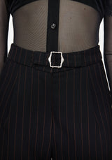 Enyo Belt Detail Stripe Wide Leg Trouser