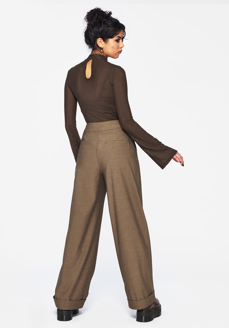 Mystic Embroidered Turn Up Wide Leg Trouser