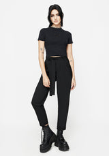 Hester Embroidered Tapered Trousers - Black