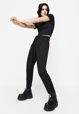 Hester Embroidered Tapered Trousers - Black