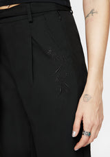 Hester Embroidered Tapered Trousers - Black