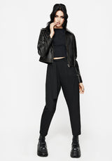 Hester Embroidered Tapered Trousers - Black