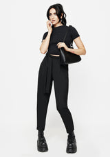 Hester Embroidered Tapered Trousers - Black