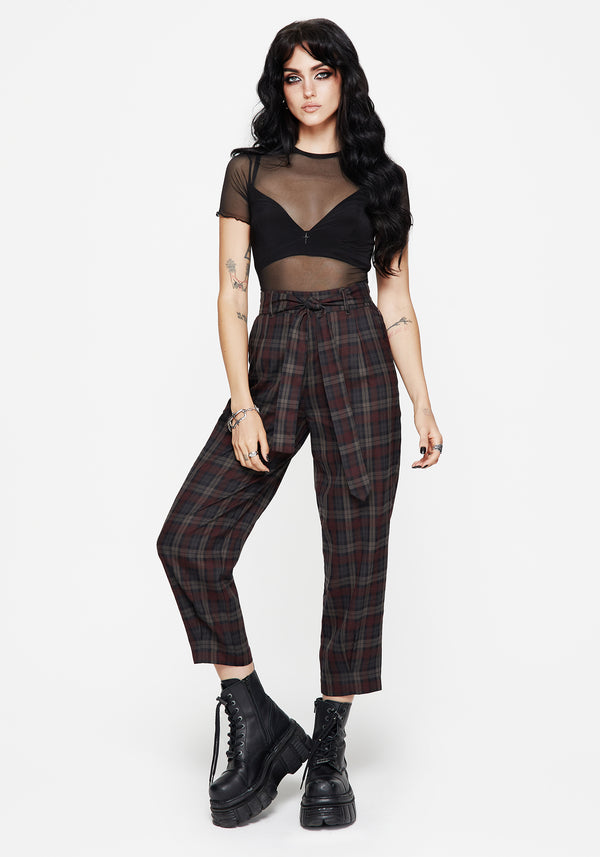 Kalma Check Tie Belt Tapered Trouser