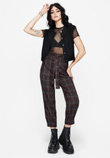 Kalma Check Tie Belt Tapered Trouser