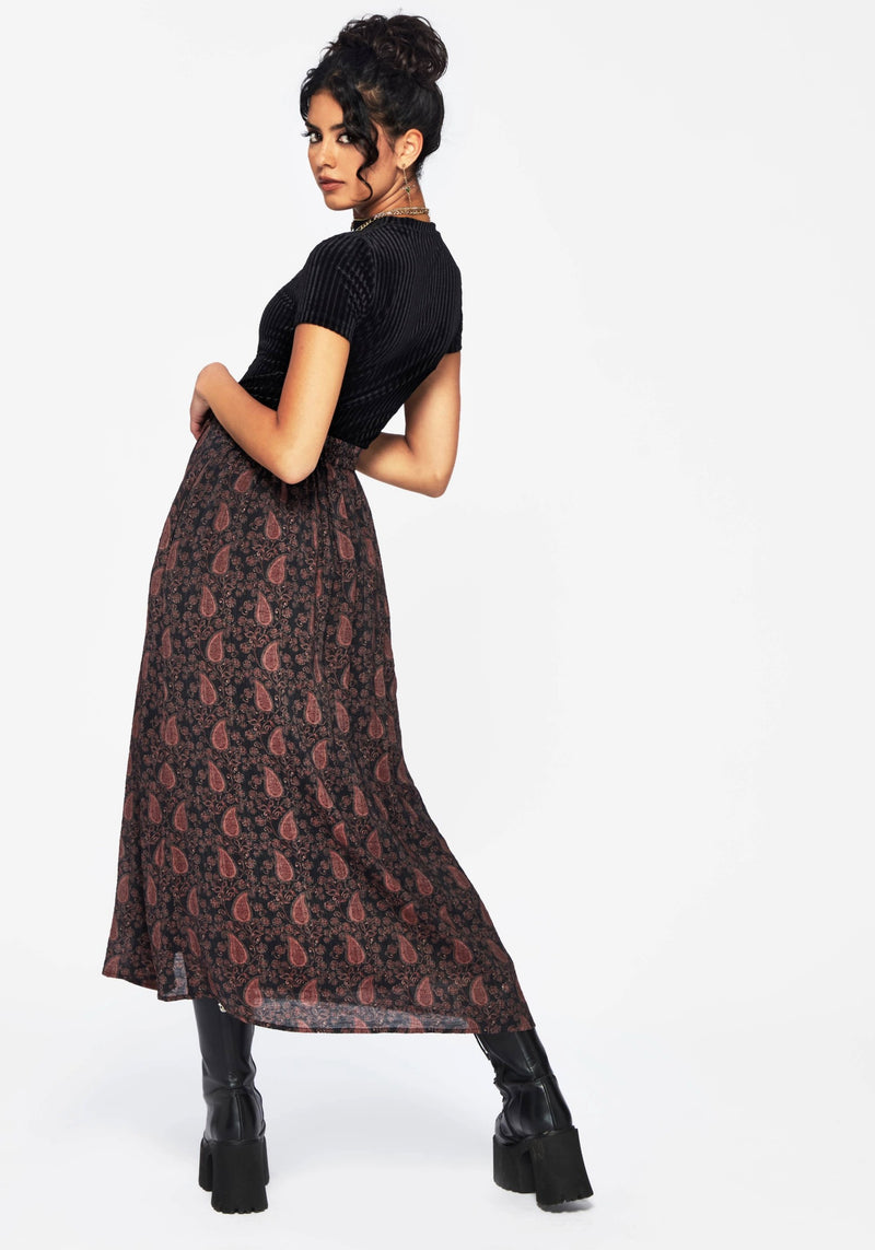 Isola Paisley Print Asymmetric Button Up Midaxi Skirt