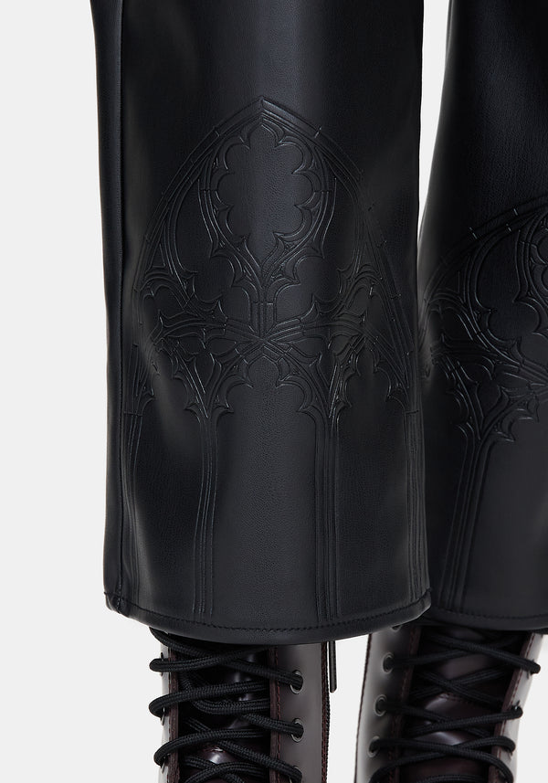 Blackwater Debossed Faux Leather Straight Leg Cropped Trousers