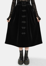 Nova Velour Frog Closure Midi Skirt