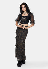 Astralis Floral Stripe Asymmetric Ruffle Tiered Maxi Skirt