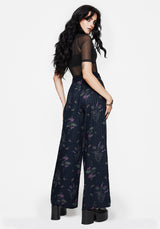 Cassandra Satin Stripe Thistle Print Trouser