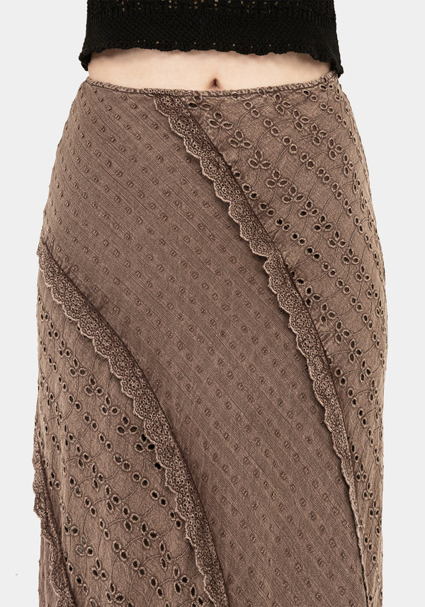 Summerisle Cotton Broderie Detail Midaxi Skirt