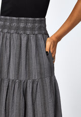 Grove Cotton Stripe Tiered Midaxi Skirt
