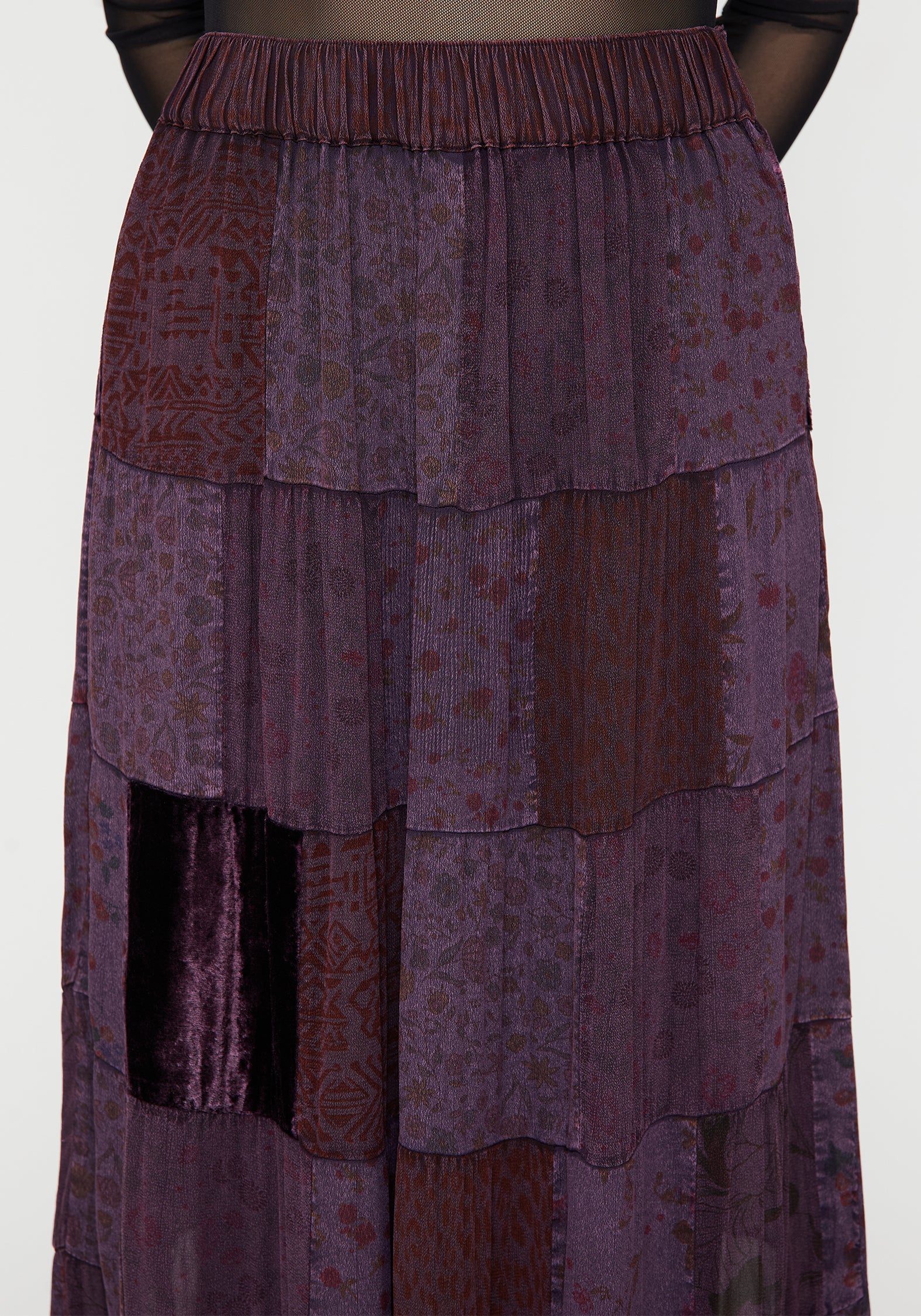 Mabel Floral Printed Patchwork Skirt