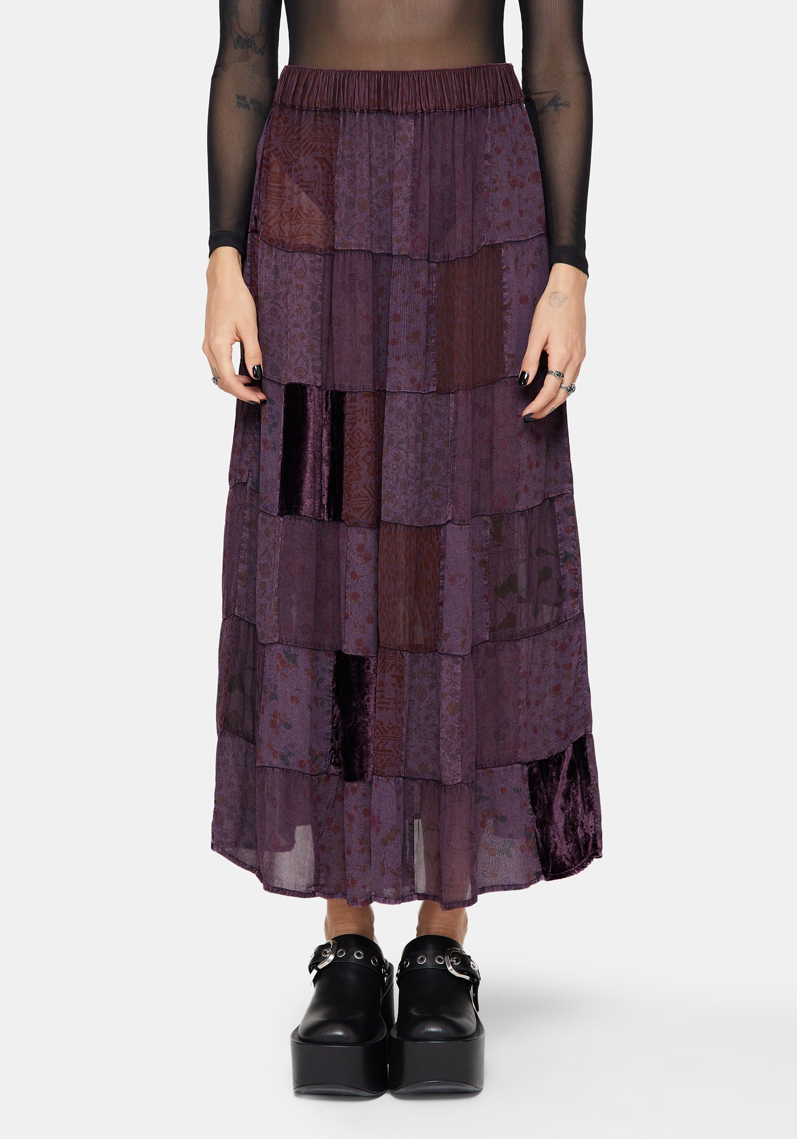 Mabel Floral Printed Patchwork Skirt