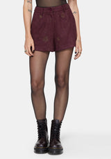 Rosia Celestial Print Suede Shorts