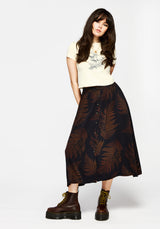 Ruin Fern Printed Midaxi Skirt - Brown