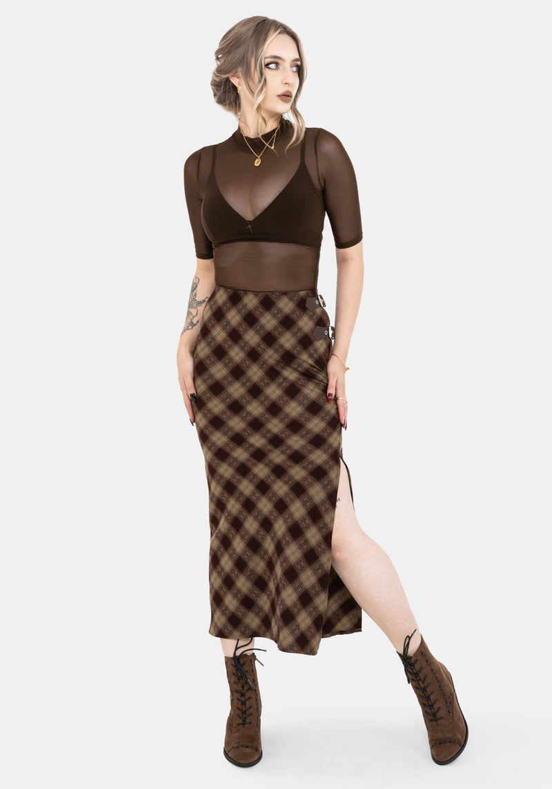 Wane Check Buckle Midaxi Skirt