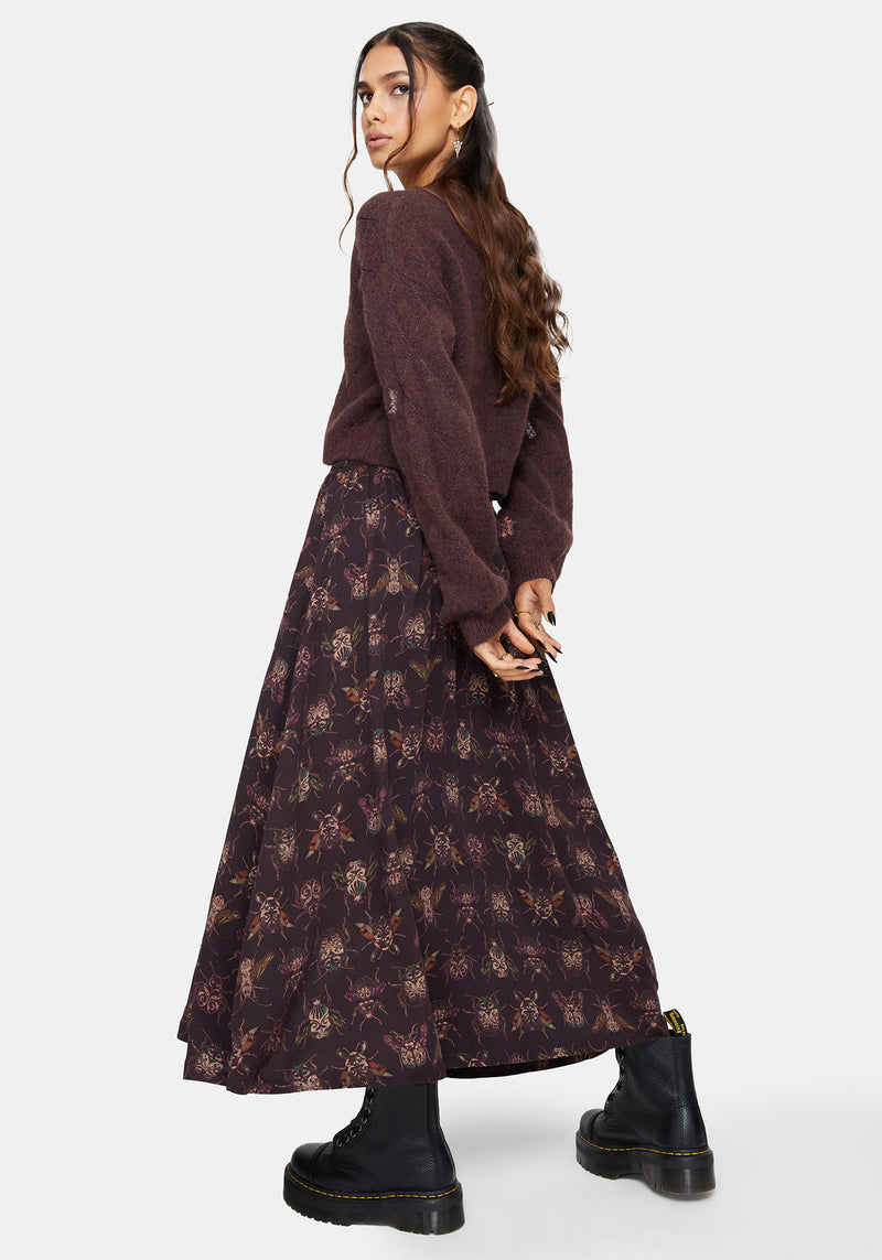 Scorn Bug Printed Midi Skirt