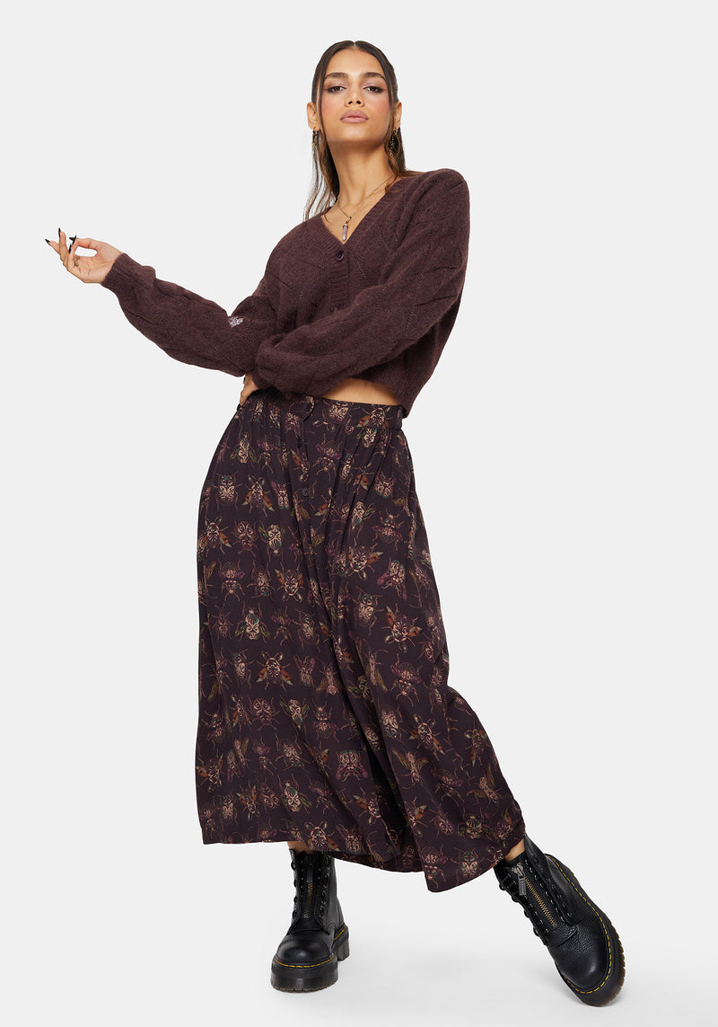 Scorn Bug Printed Midi Skirt