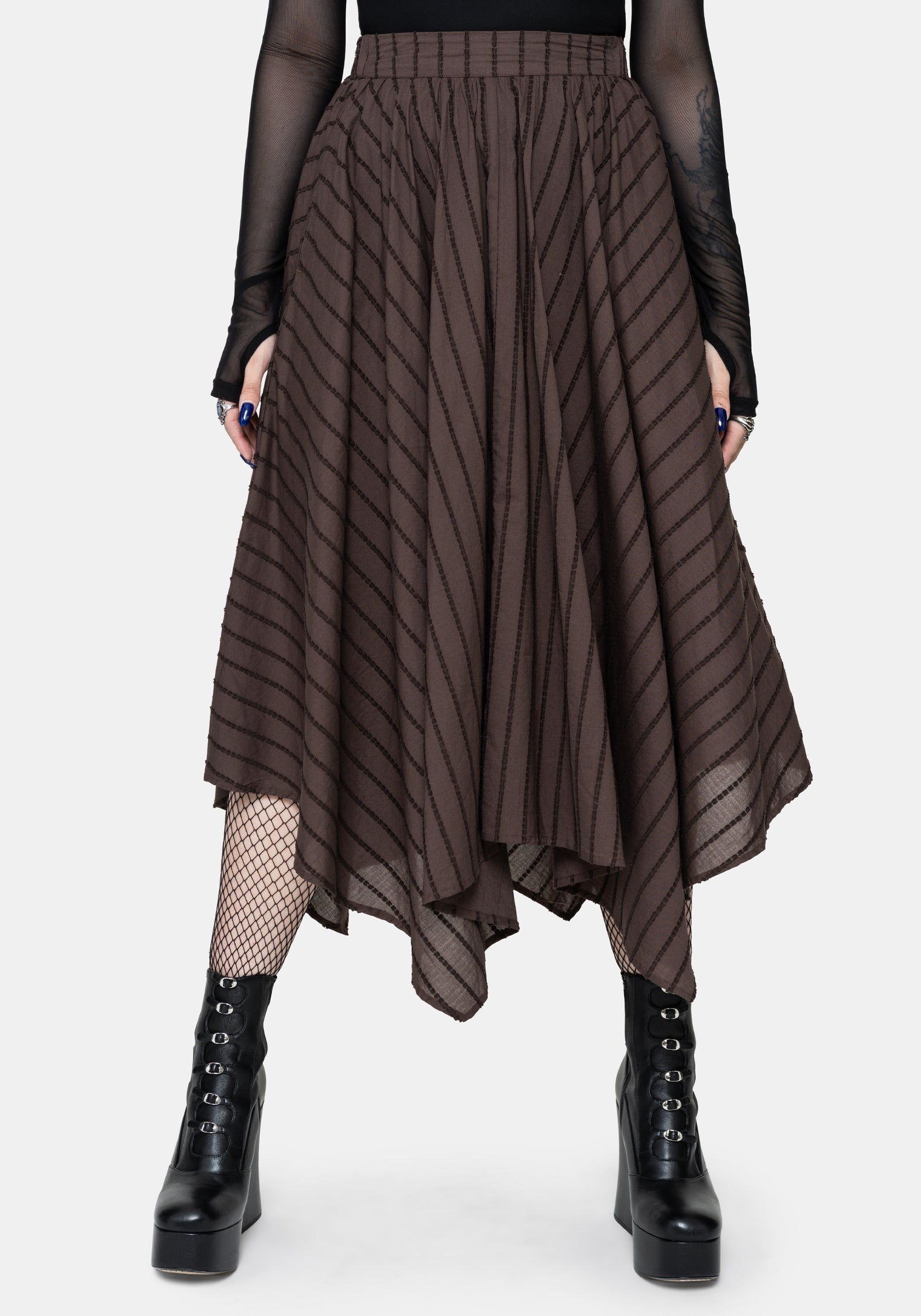 Blythe Handkerchief Hem Midaxi Skirt - Brown