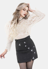 Chrysina Beetle Sequin Embellished Pleated Mini Skirt