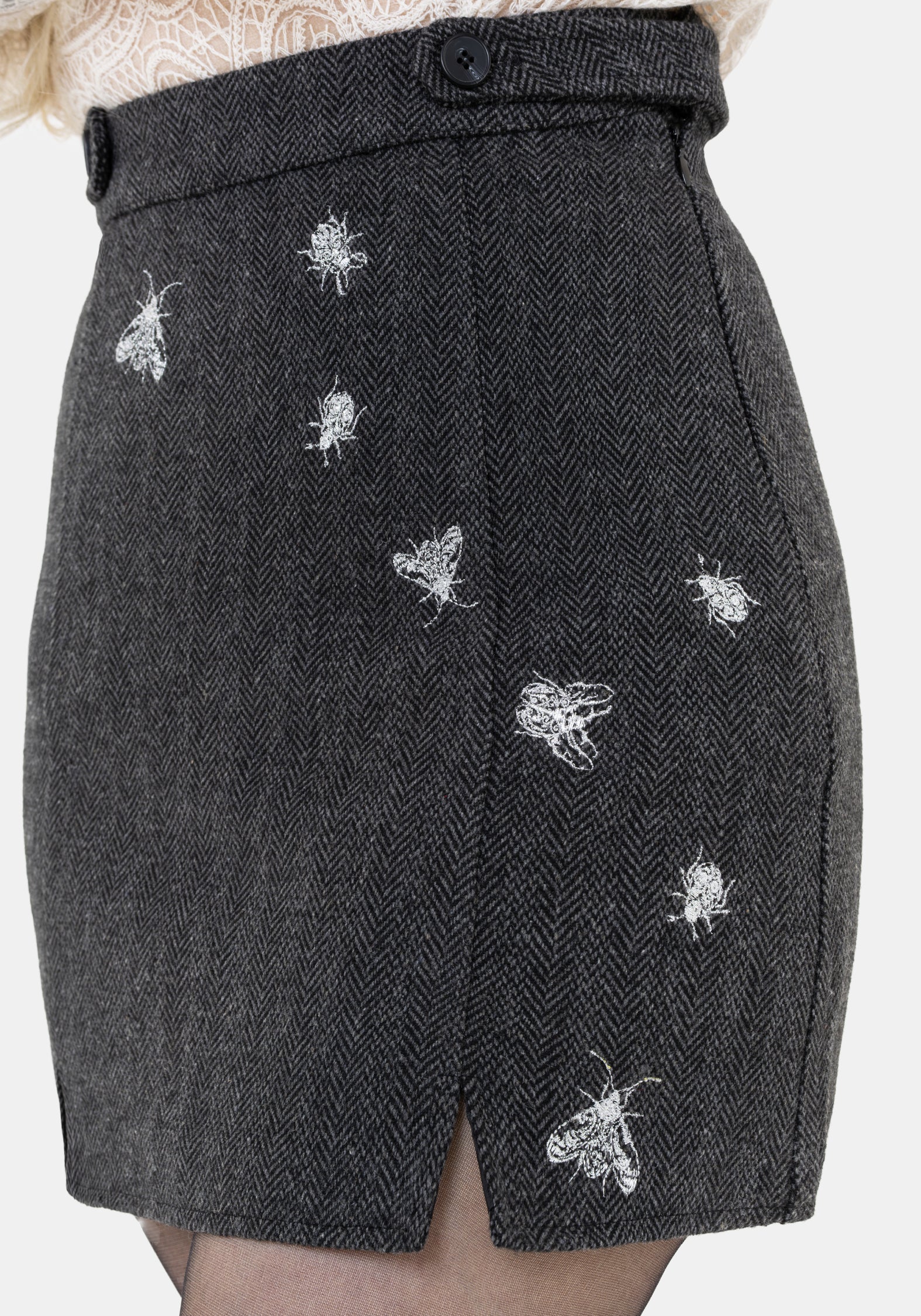 Chrysina Beetle Sequin Embellished Pleated Mini Skirt