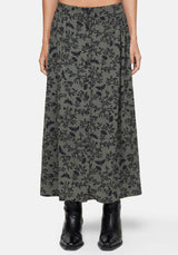 Morgana Button Up Midi Skirt - Green