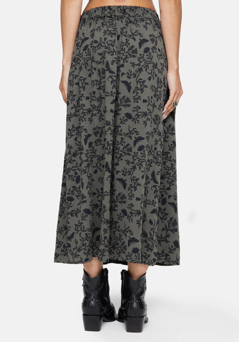 Morgana Button Up Midi Skirt - Green