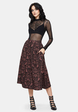 Annabel Inverted Raven Print Button Down Midi Skirt