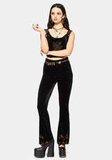 Kobra Velour Embroidered Flare Trouser