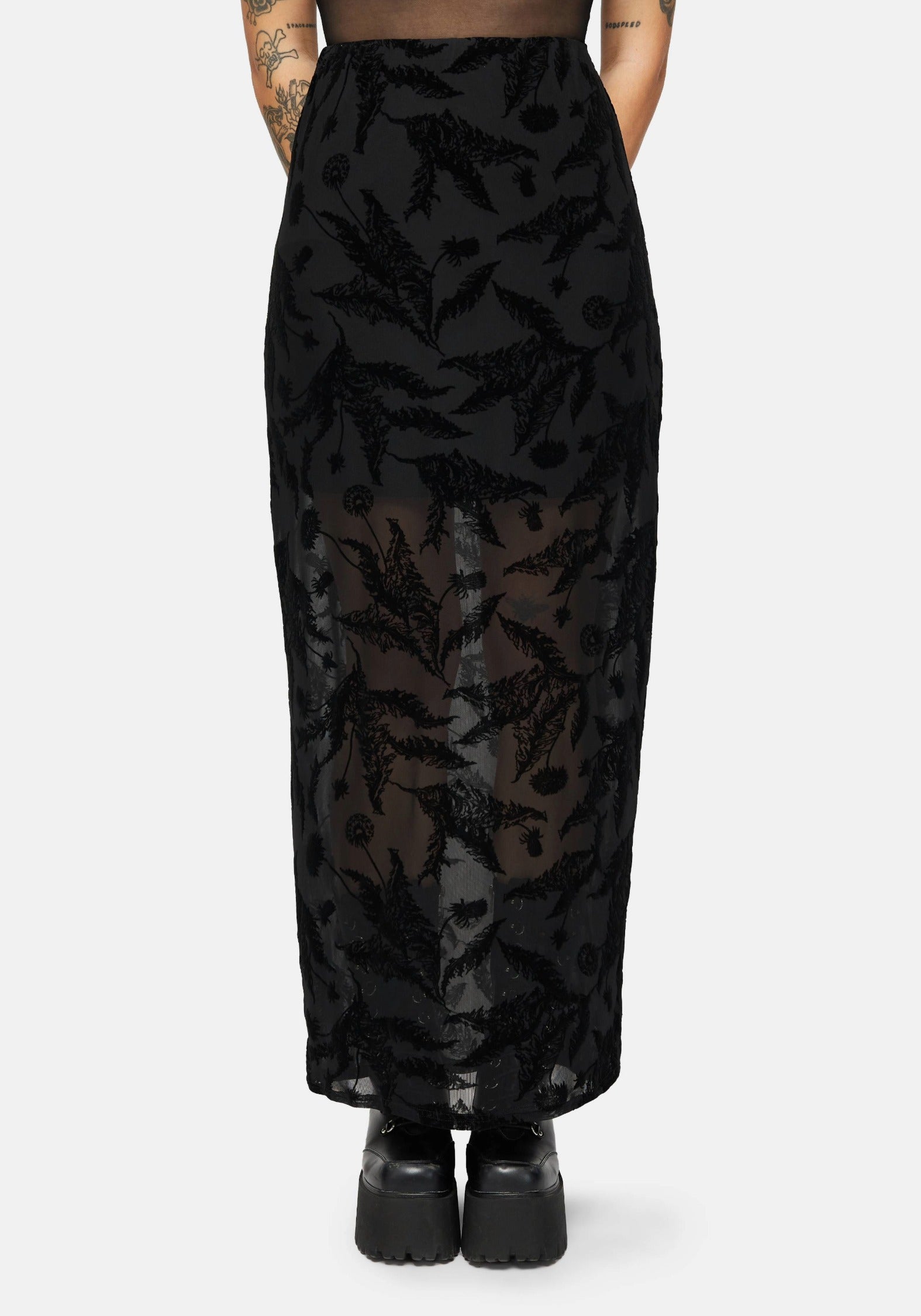 Cimora Dandelion Flock Mesh Midaxi Skirt