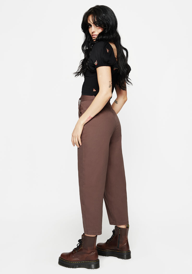 Pinhead Belted Balloon Leg Trousers - Brown