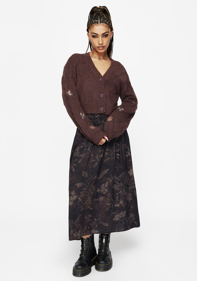 Ashmire Woodland Moth Print Midi Skirt
