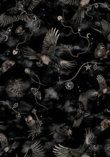 Crimson Magpie and Moth Print Midi Shirt Dress