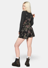 Poison Eden Print Denim Dungaree Short UK 6