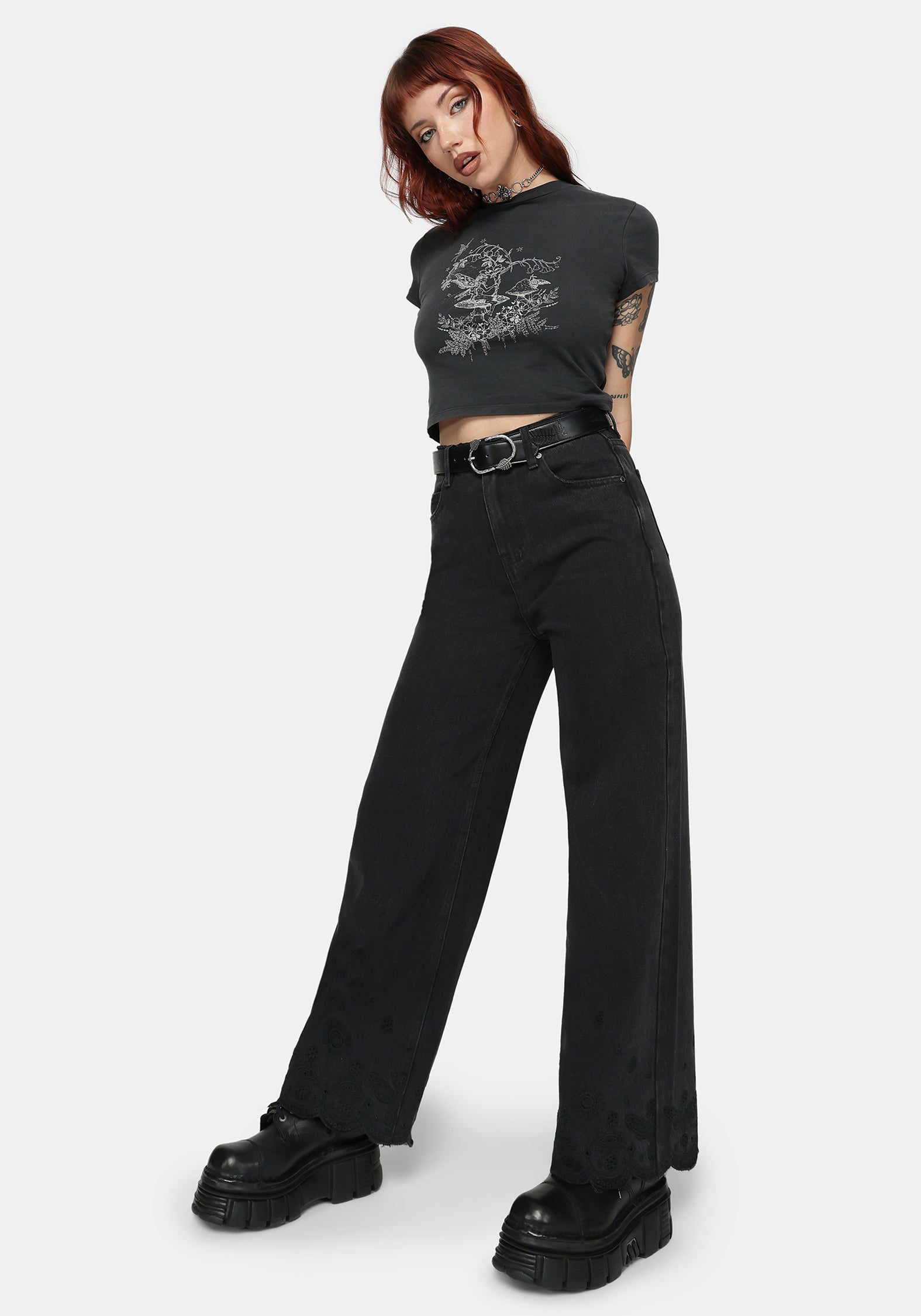 Ayr Broderie Straight Leg Denim Jean