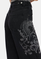 Cleo Phoenix Print Wide Leg Denim Jeans