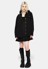 Trellis Hooded Pocket Denim Shacket UK 6