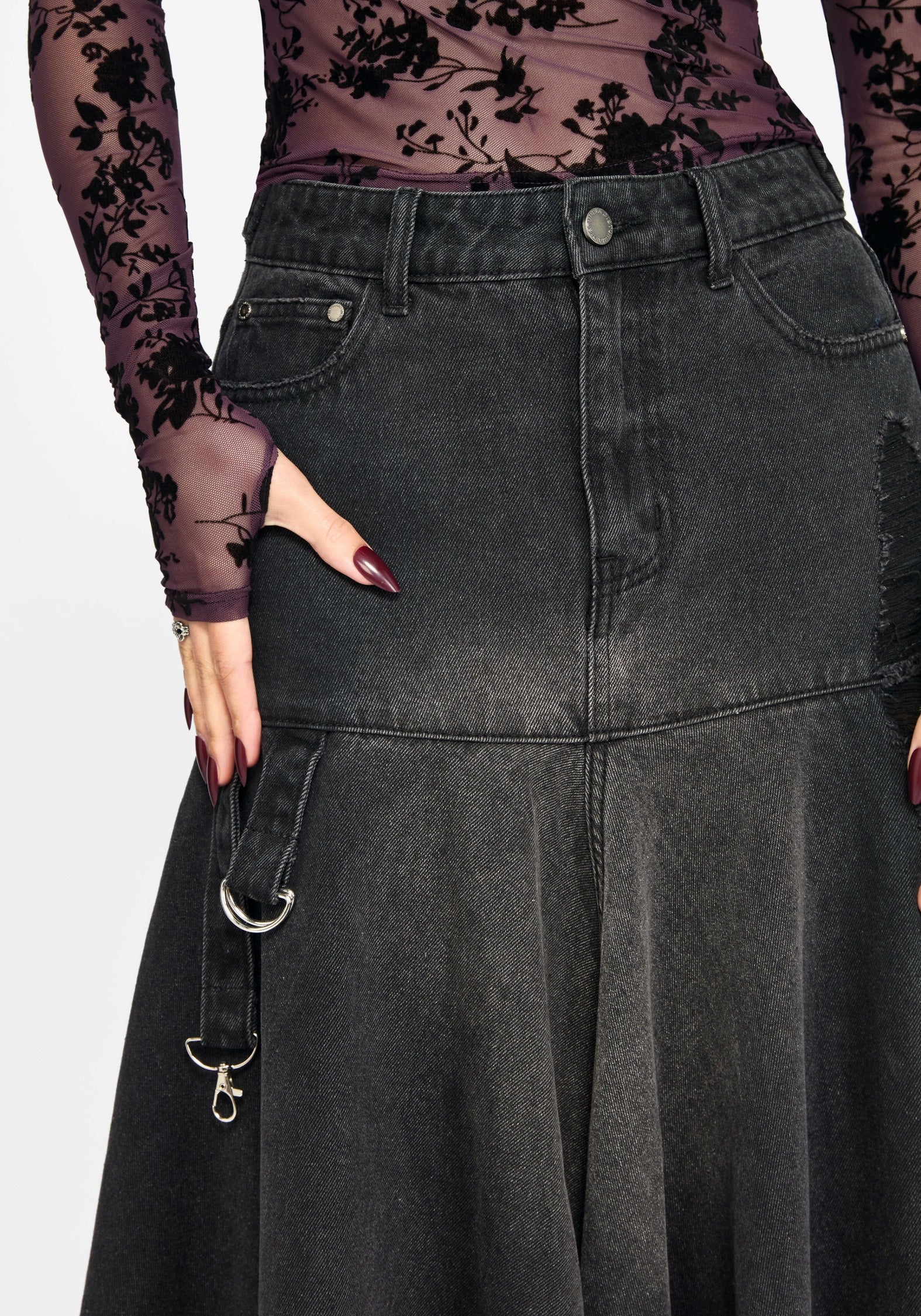Erica Hanky Hem Denim Midi Skirt
