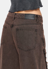 Otis Studded Frayed Relaxed Wide Leg Jean