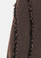 Otis Studded Frayed Relaxed Wide Leg Jean
