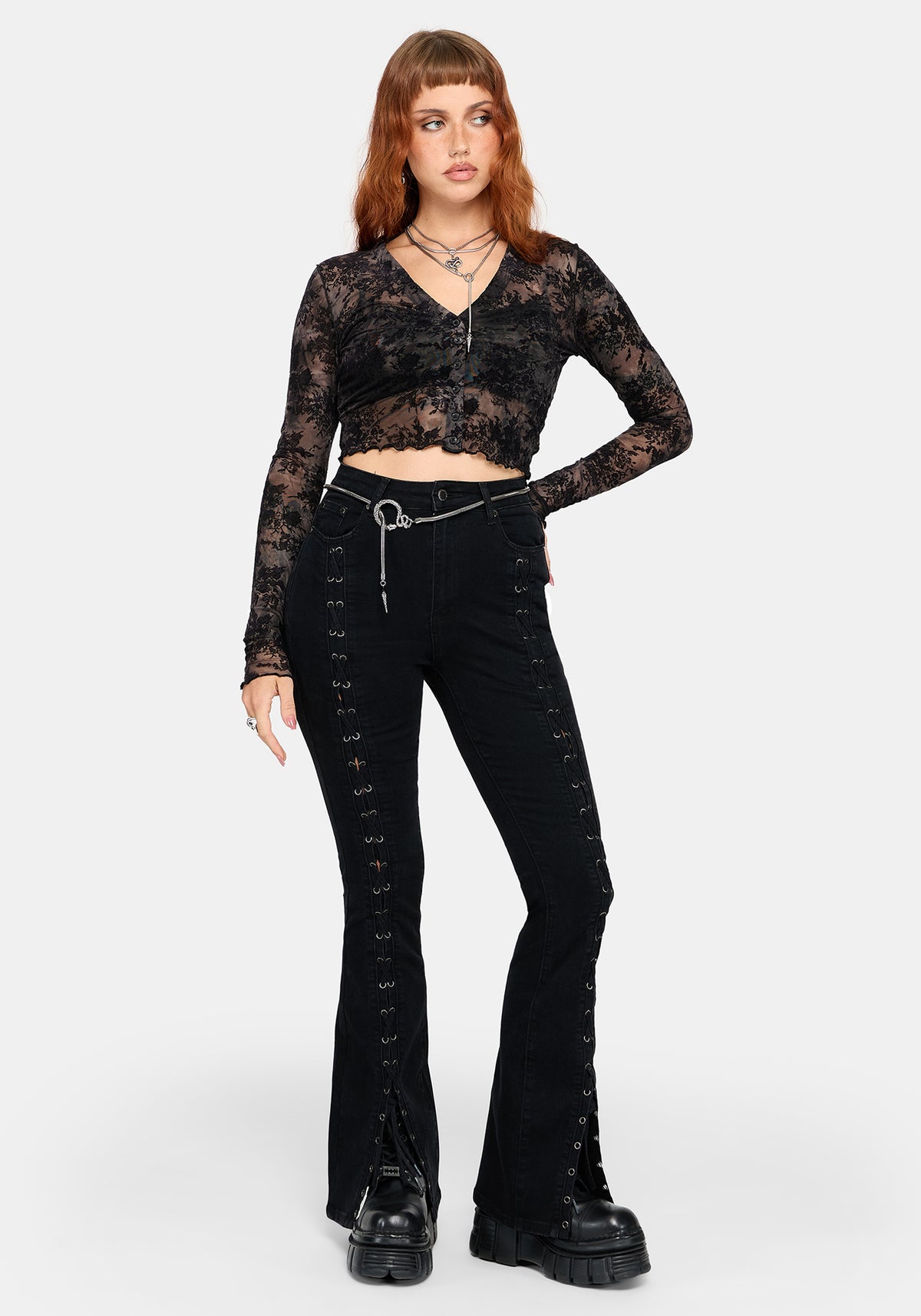 Astrid Extreme Lace Up Flare Jean
