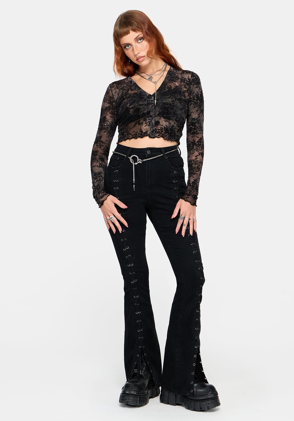 Astrid Extreme Lace Up Flare Jean