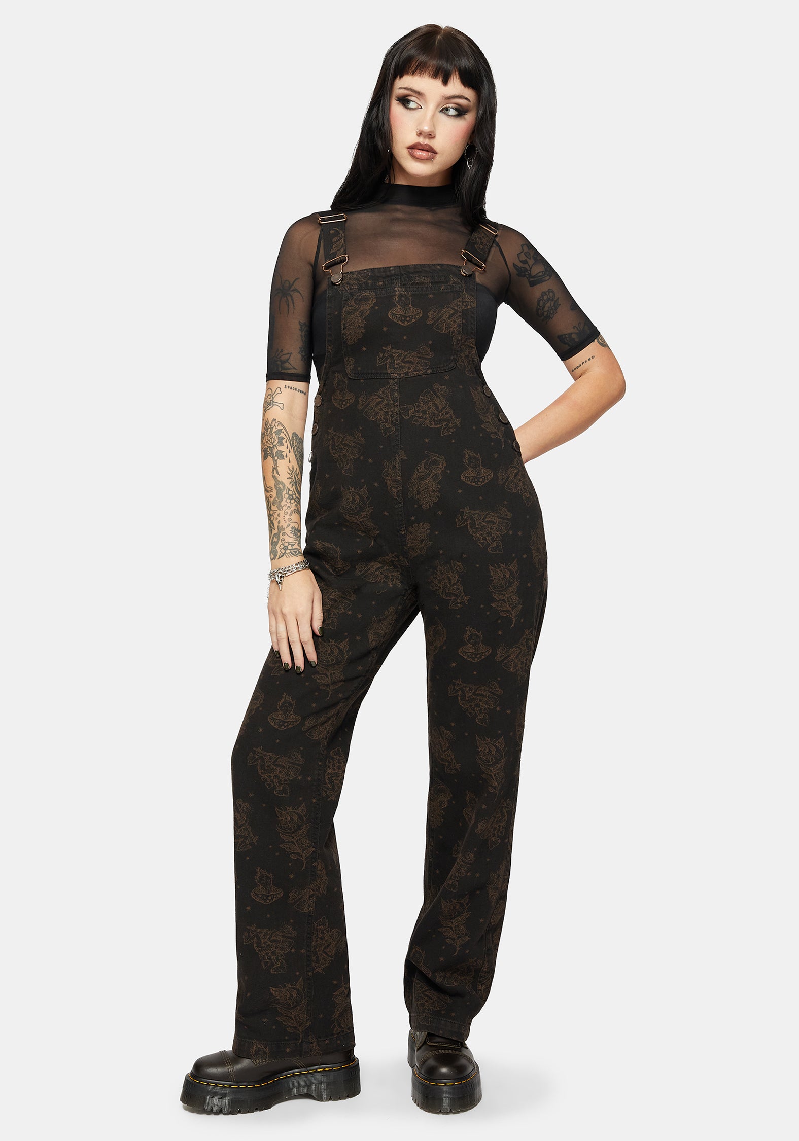 Hexborn Baba Yaga Printed Denim Dungarees